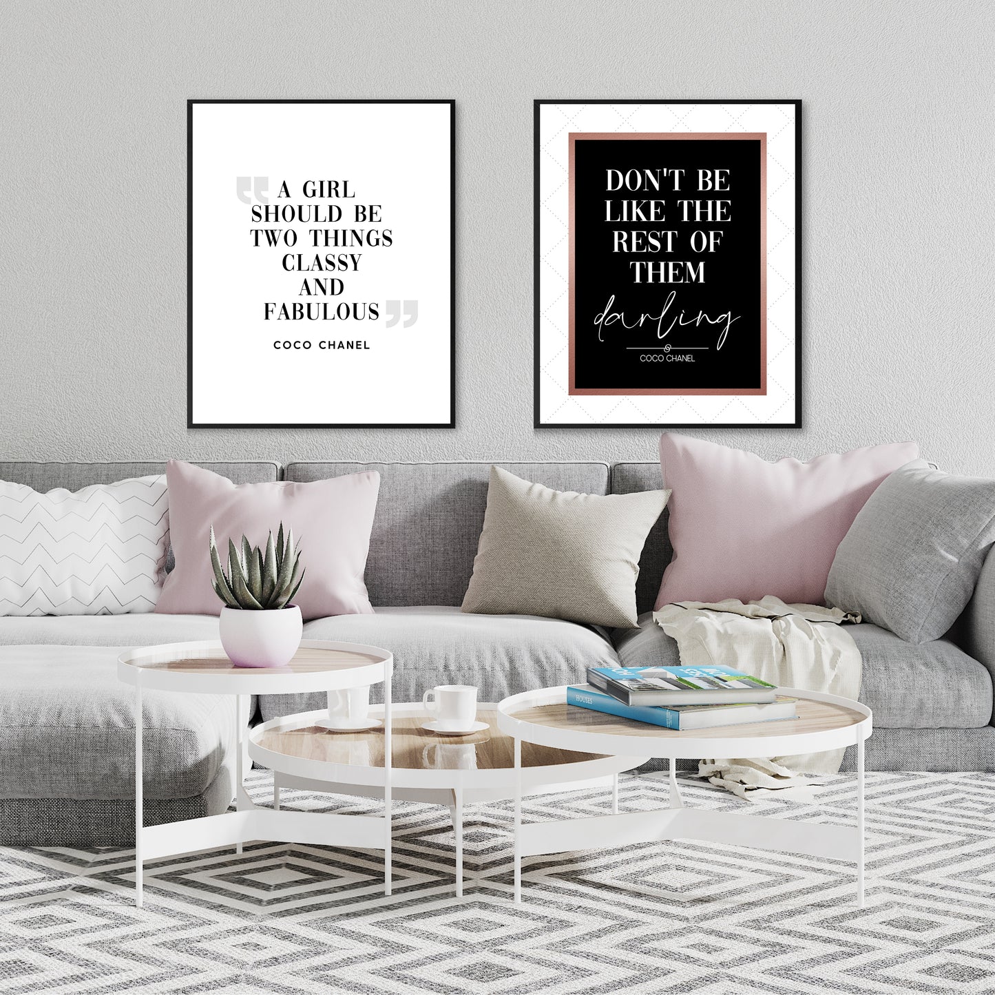 "Don't Be Like The Rest Of Them Darling," Famous Quote by Coco Chanel With Rose Gold Border, Printable Art