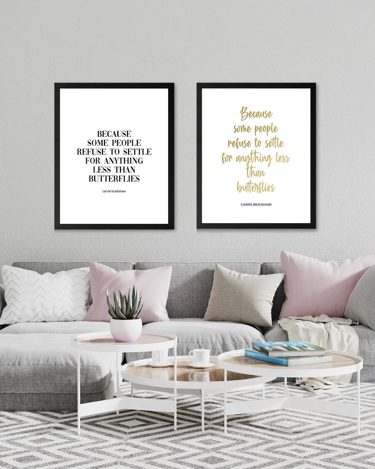"Because Some People Refuse To Settle For Anything Less Than Butterflies" Quote By Carrie Bradshaw In Gold, Sex In The City, Printable Art