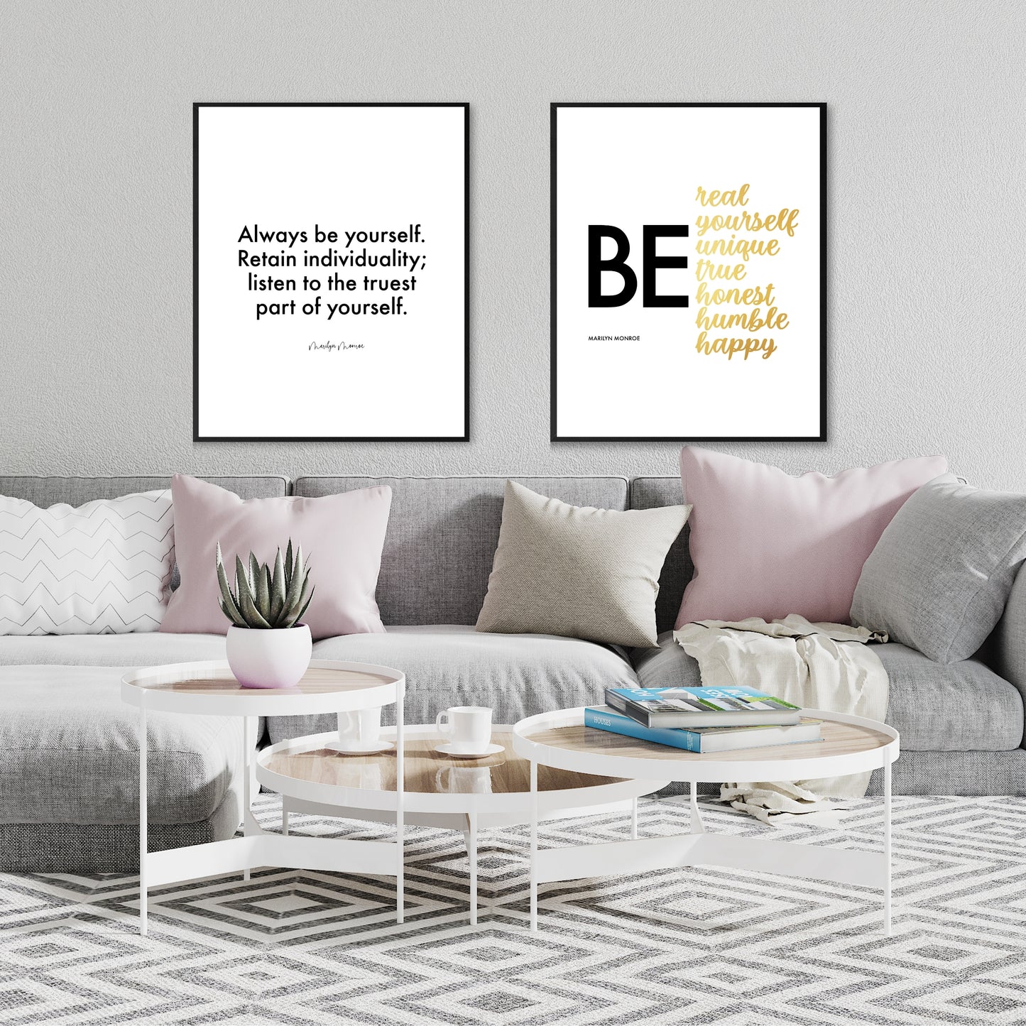 "Be..." Famous Quote by Marilyn Monroe In Gold, Printable Art