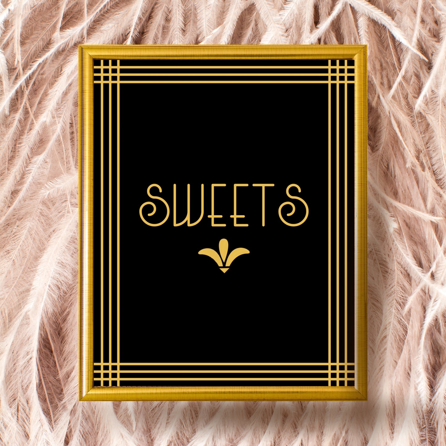 "Sweets" Printable Party Sign For Great Gatsby Or Roaring 20's Party Or Wedding, Black & Gold, Printable Party Decor