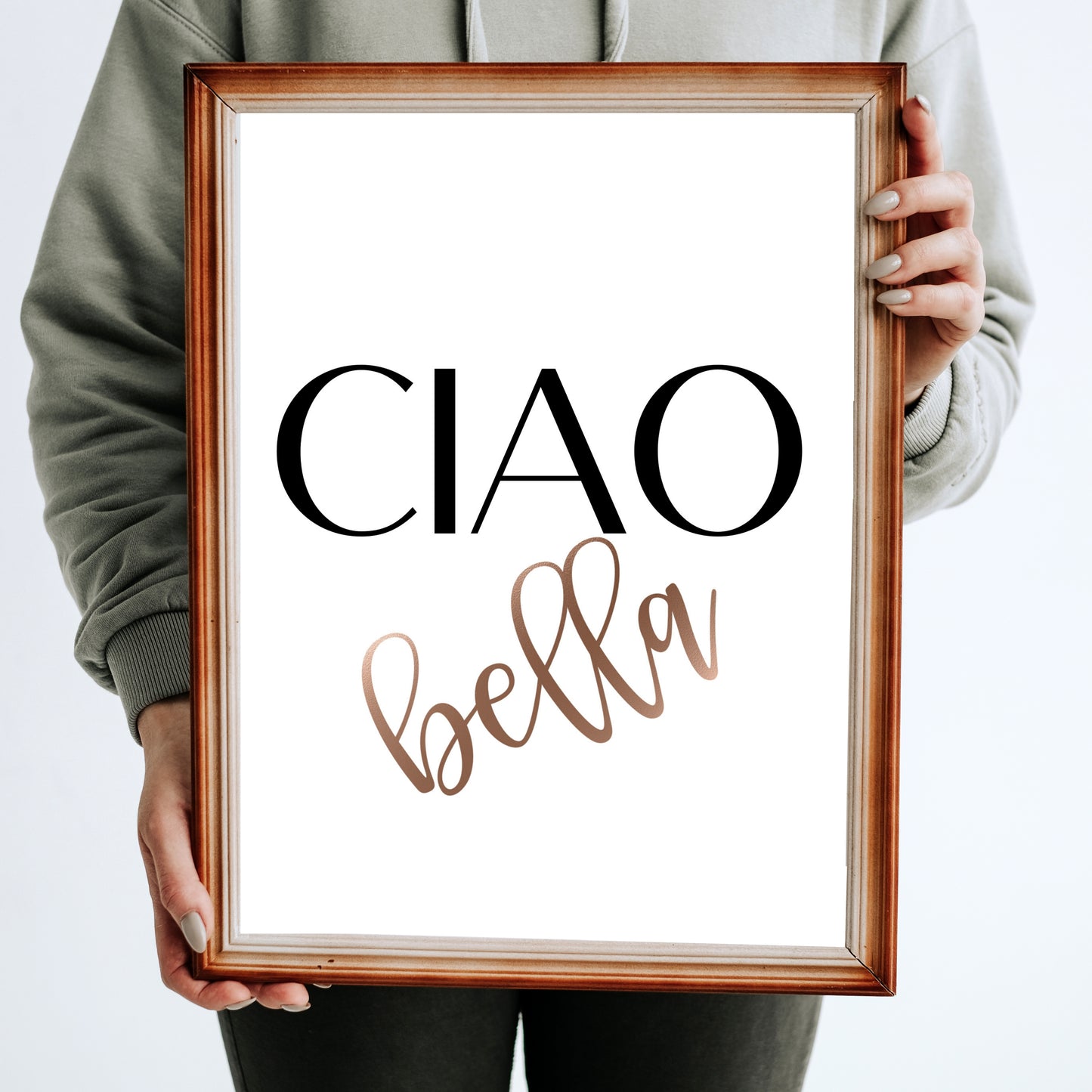 "Ciao Bella" In Black And Rose Gold, Printable Wall Art
