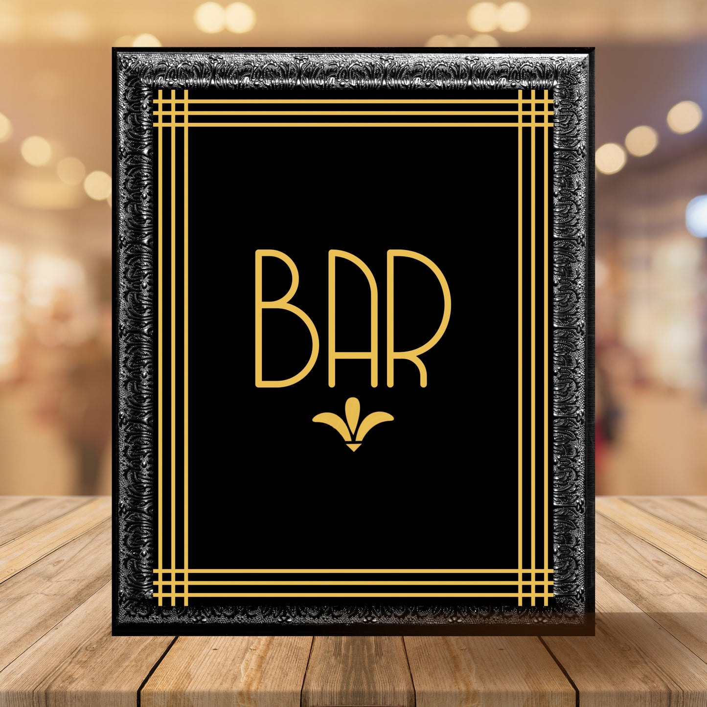 "Bar" Printable Party Sign For Great Gatsby Or Roaring 20's Party Or Wedding, Black & Gold, Printable Party Decor