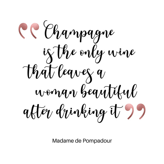 Champagne Quote By Madame de Pompadour With Rose Gold Accents, Printable Art