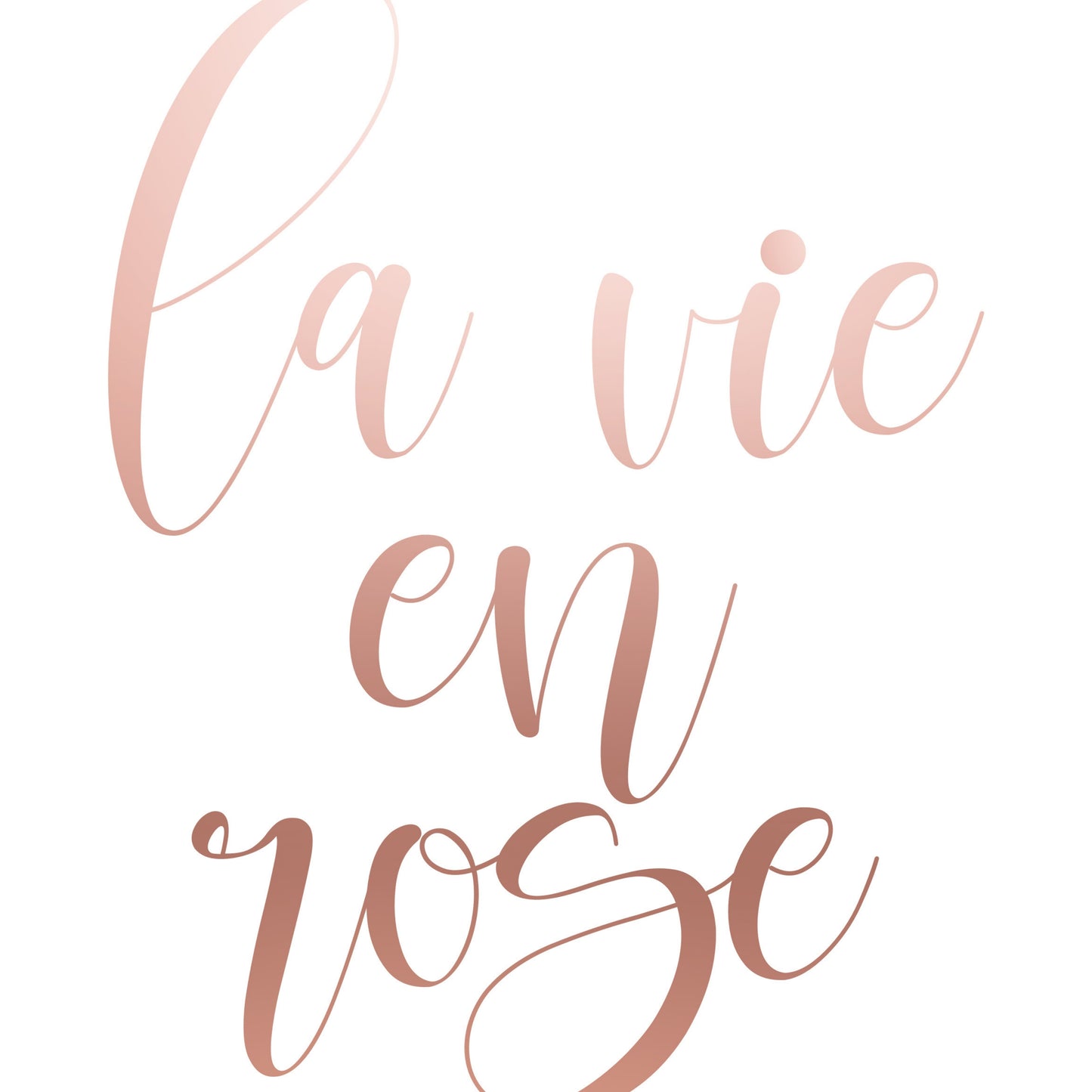 "La Vie En Rose," (Life is Pink) In Rose Gold, French Phrases & Sayings, Printable Art