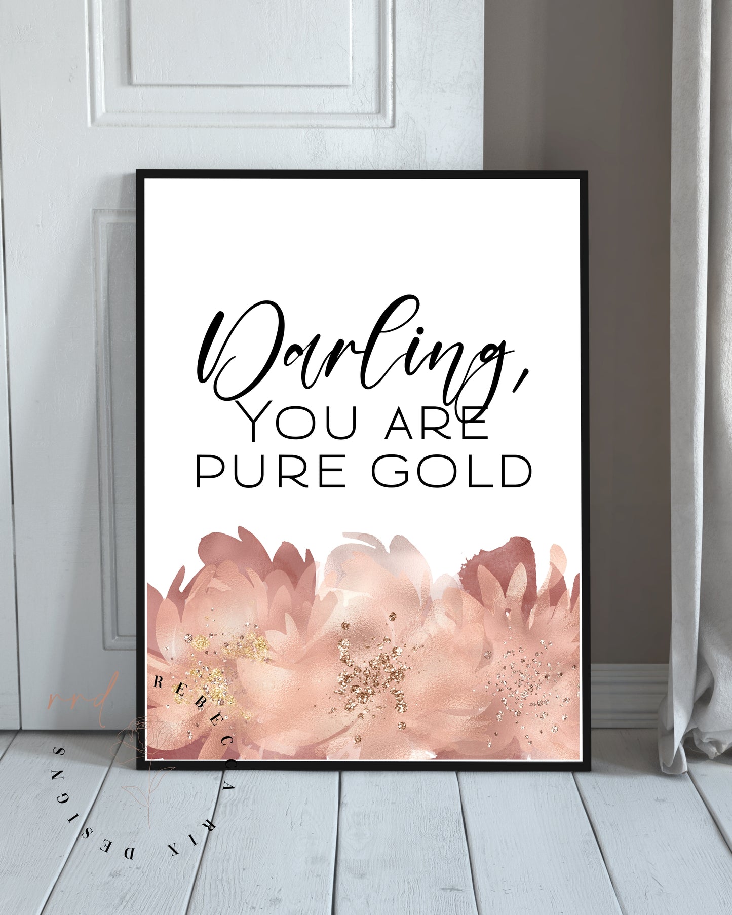 "Darling You Are Pure Gold" Motivational & Inspirational Quote For Girls, Printable Wall Art