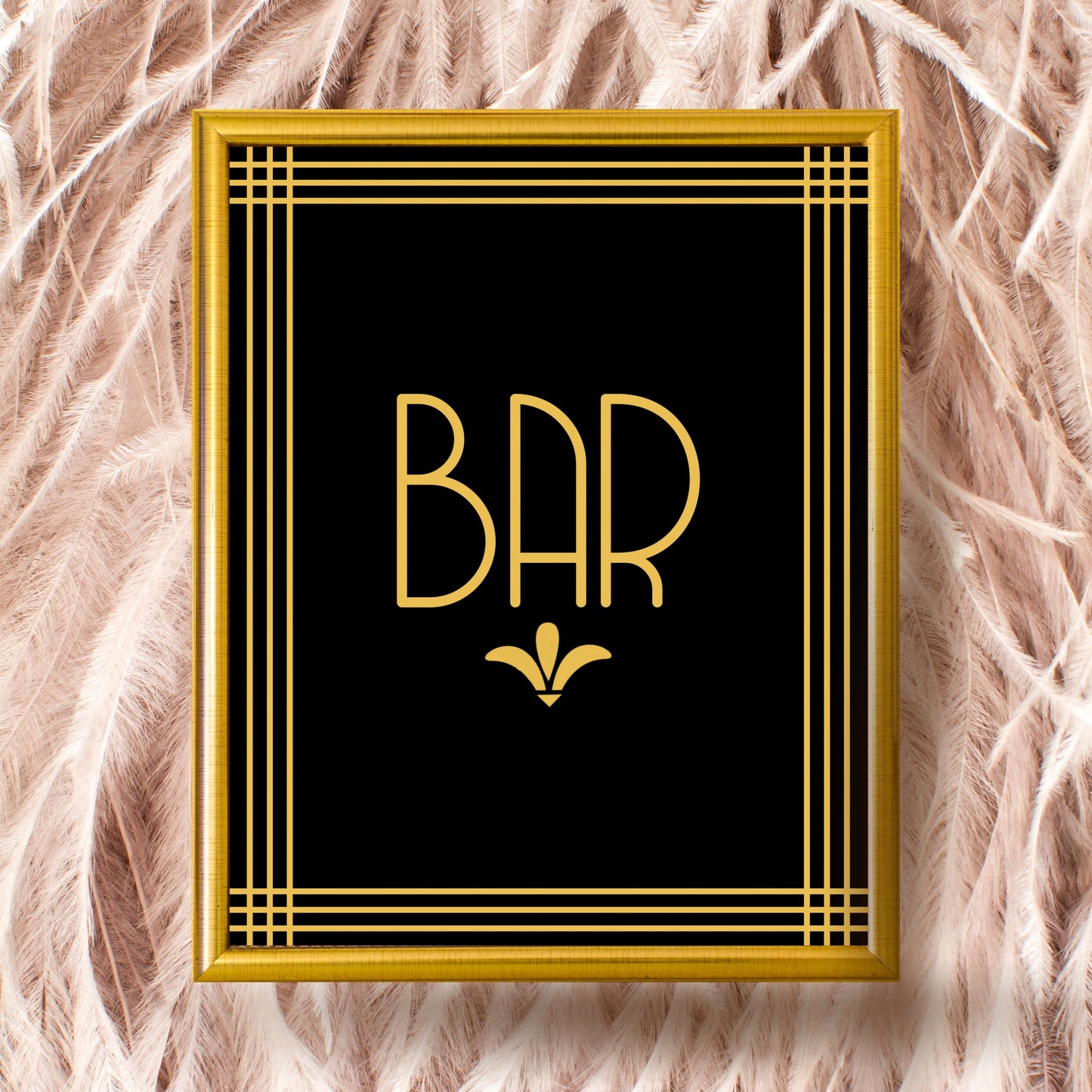 "Bar" Printable Party Sign For Great Gatsby Or Roaring 20's Party Or Wedding, Black & Gold, Printable Party Decor