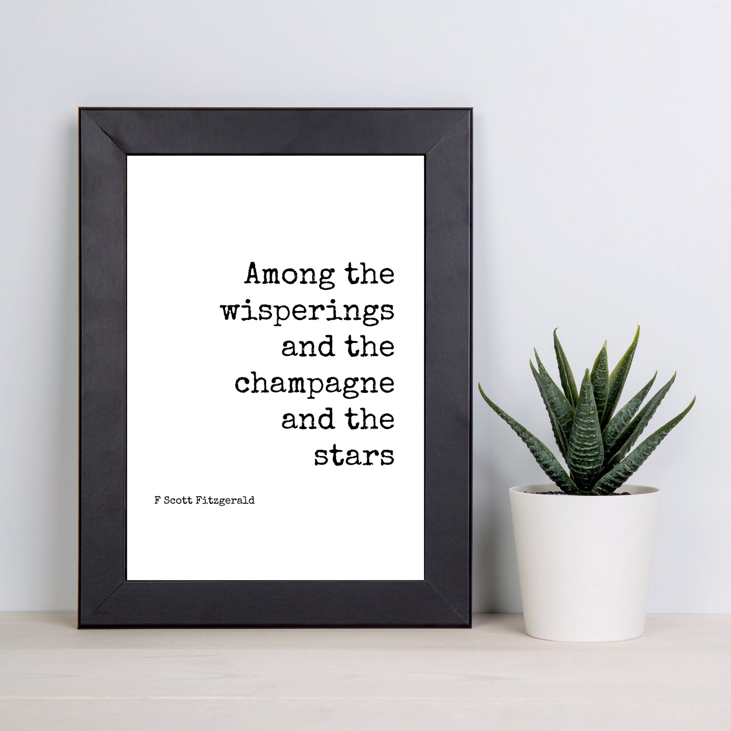 "Among The Wisperings And The Champagne And The Stars" Famous Quote By F. Scott Fitzgerald In Typewriter Print, Printable Art