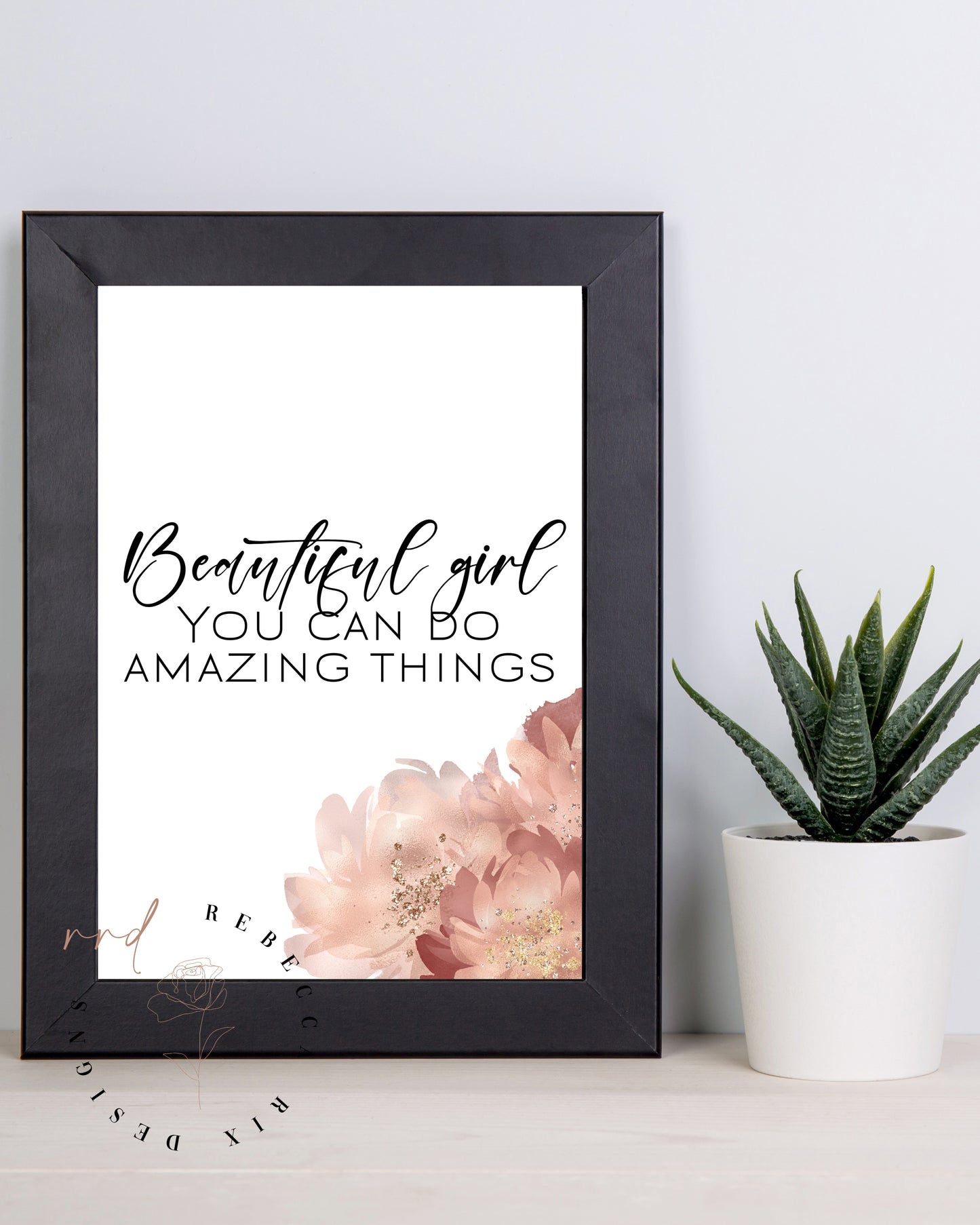 "Beautiful Girl You Can Do Amazing Things" Motivational & Inspirational Quote For Girls, Printable Wall Art