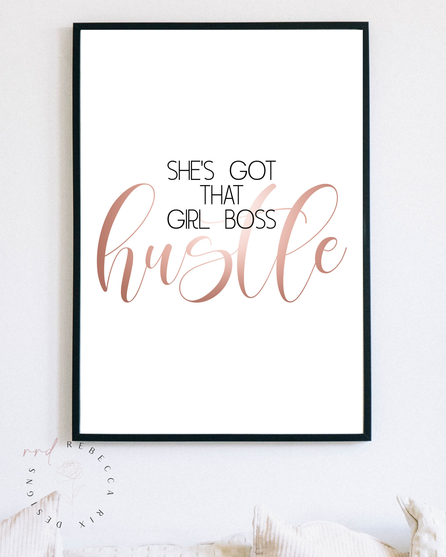 "She's Got That Girl Boss Hustle" Girl Boss Quote In Pink, Printable Art