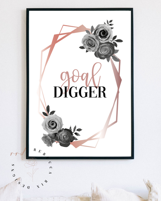 Set of 6 Girl Boss Quotes In Rose Gold And Black, Printable Art