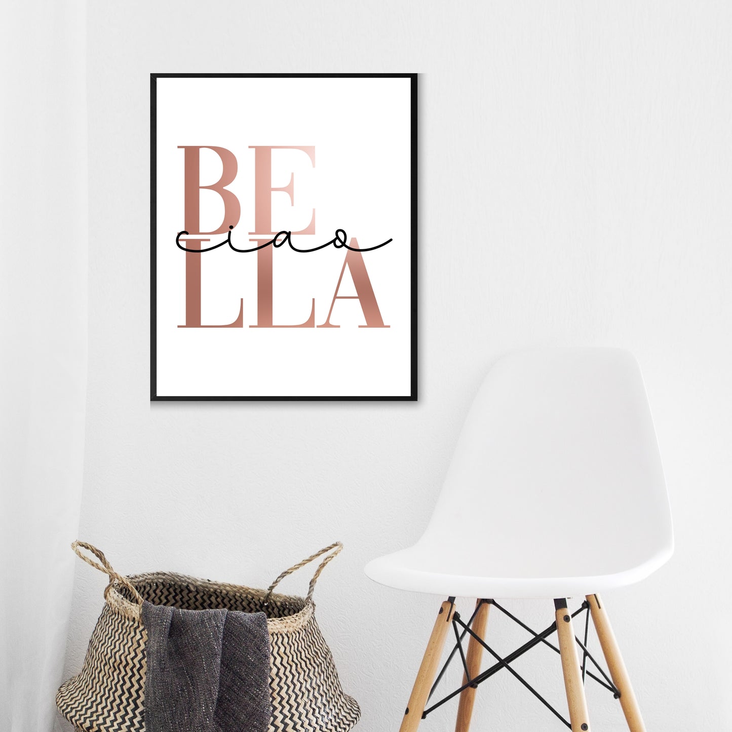 "Ciao Bella" In Black And Rose Gold, Printable Art