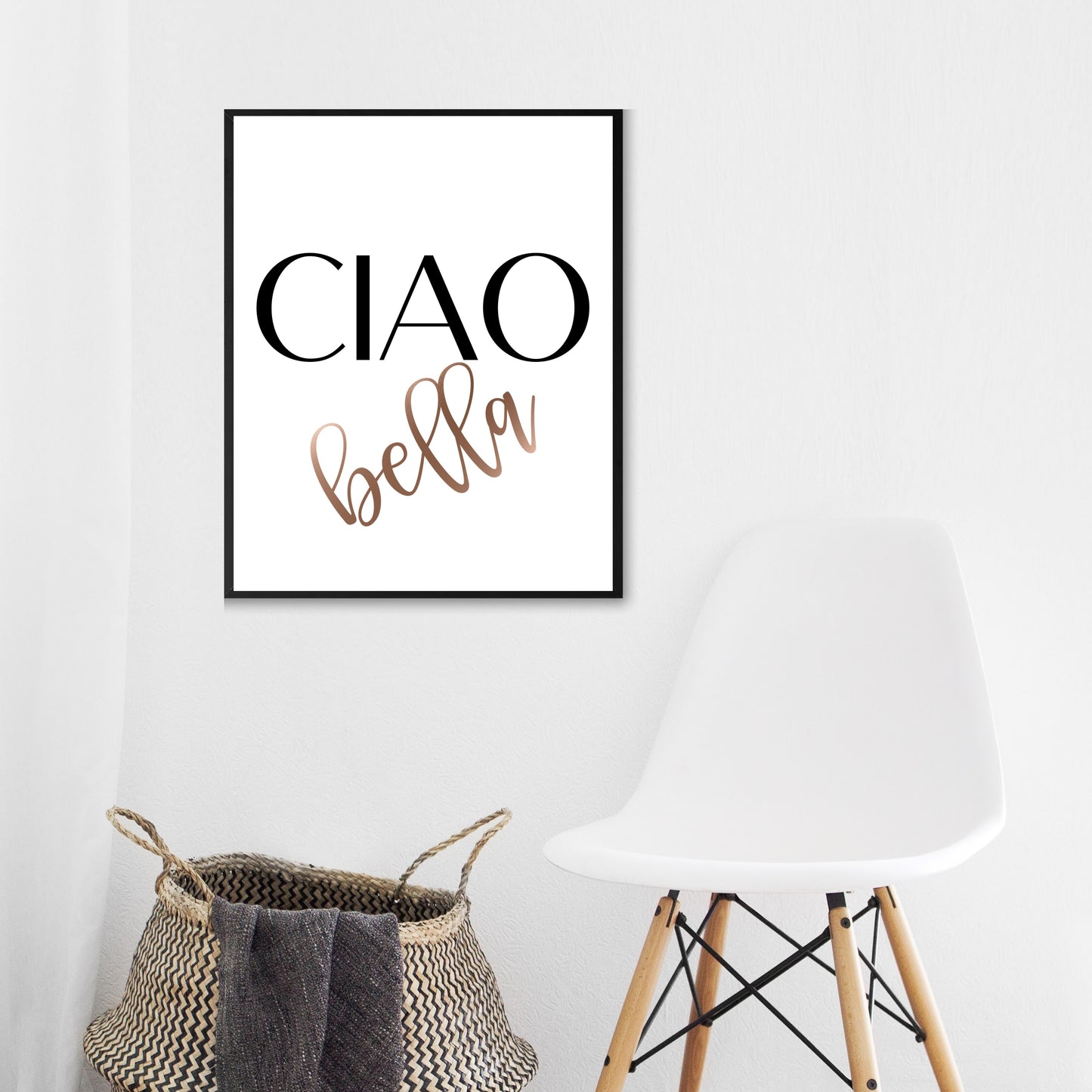 "Ciao Bella" In Black And Rose Gold, Printable Wall Art