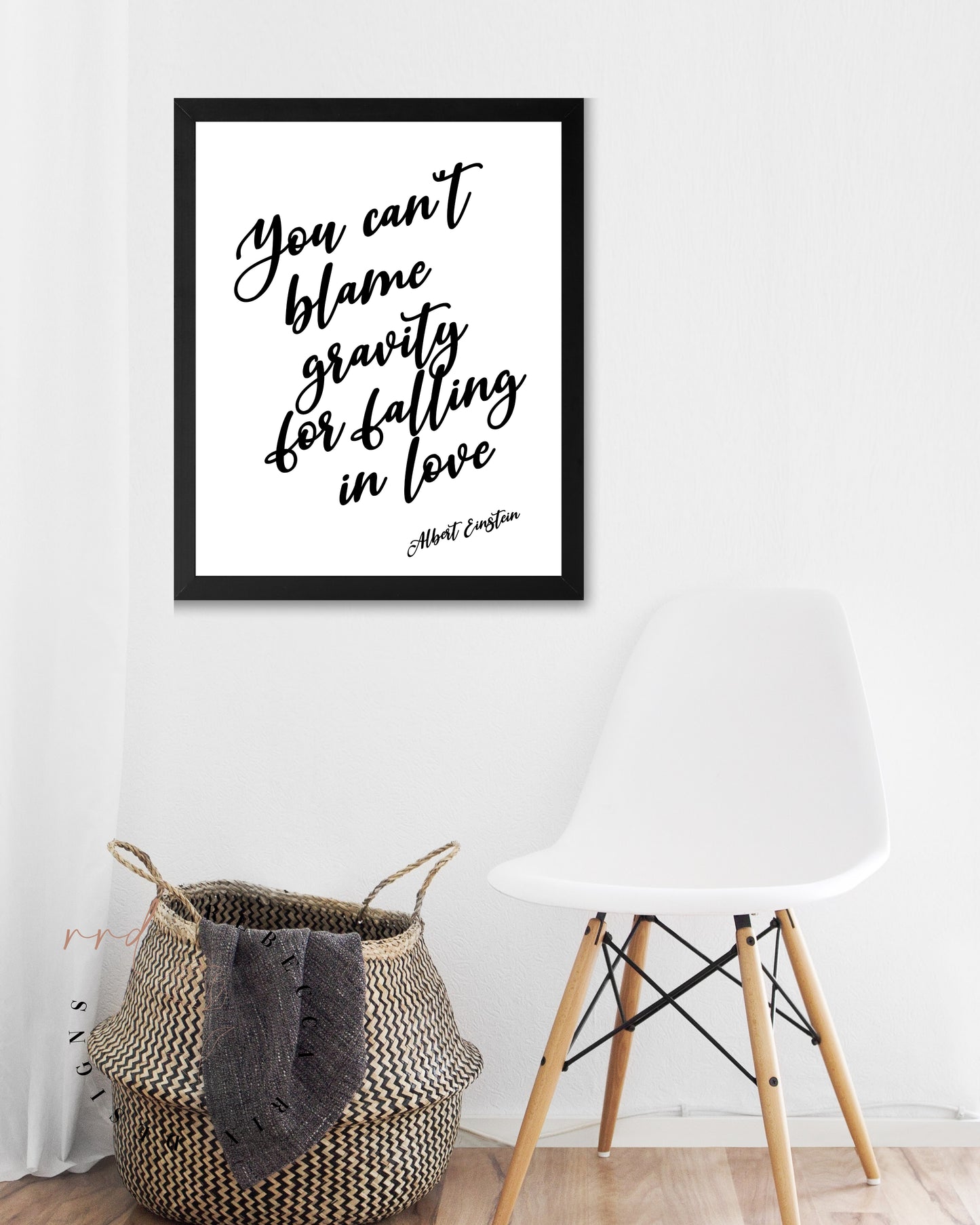 "You Can't Blame Gravity For Falling In Love" Famous Quote By Albert Einstein, Love Quotes, Printable Wall Art