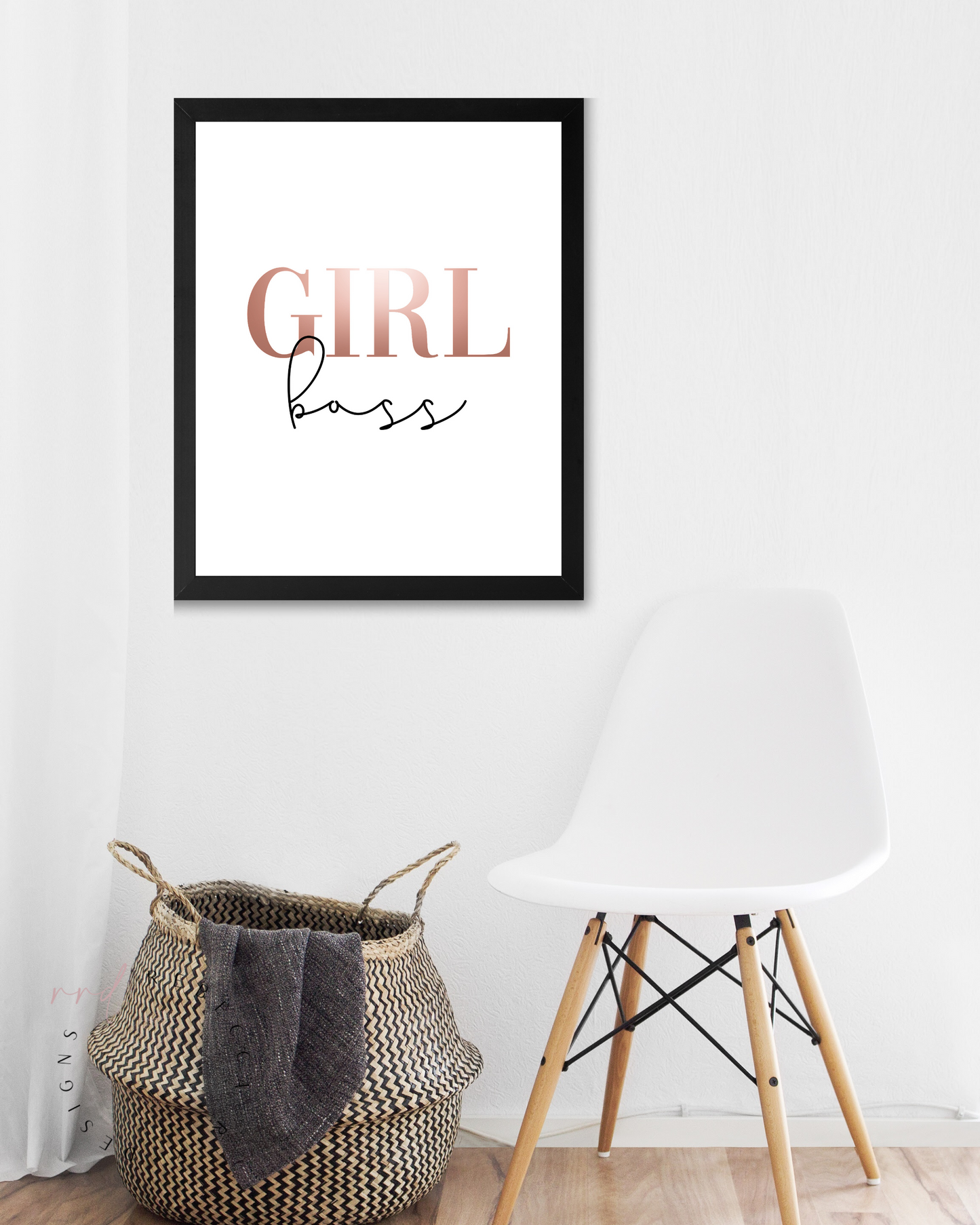"GIRL boss" Girl Boss Quote In Rose Gold, Printable Art
