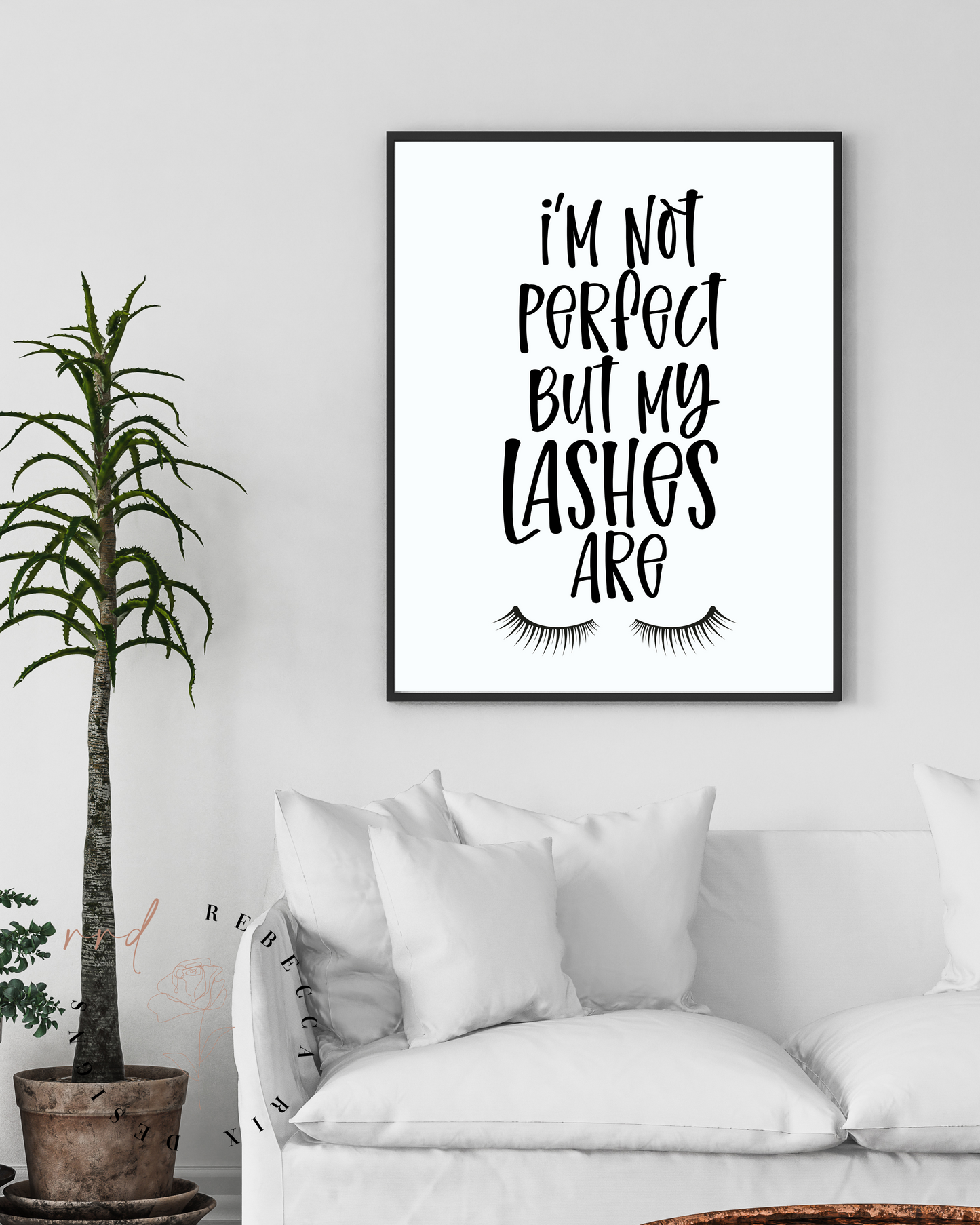 "I'm Not Perfect But My Lashes Are" Girl Beauty Quotes, Printable Wall Art