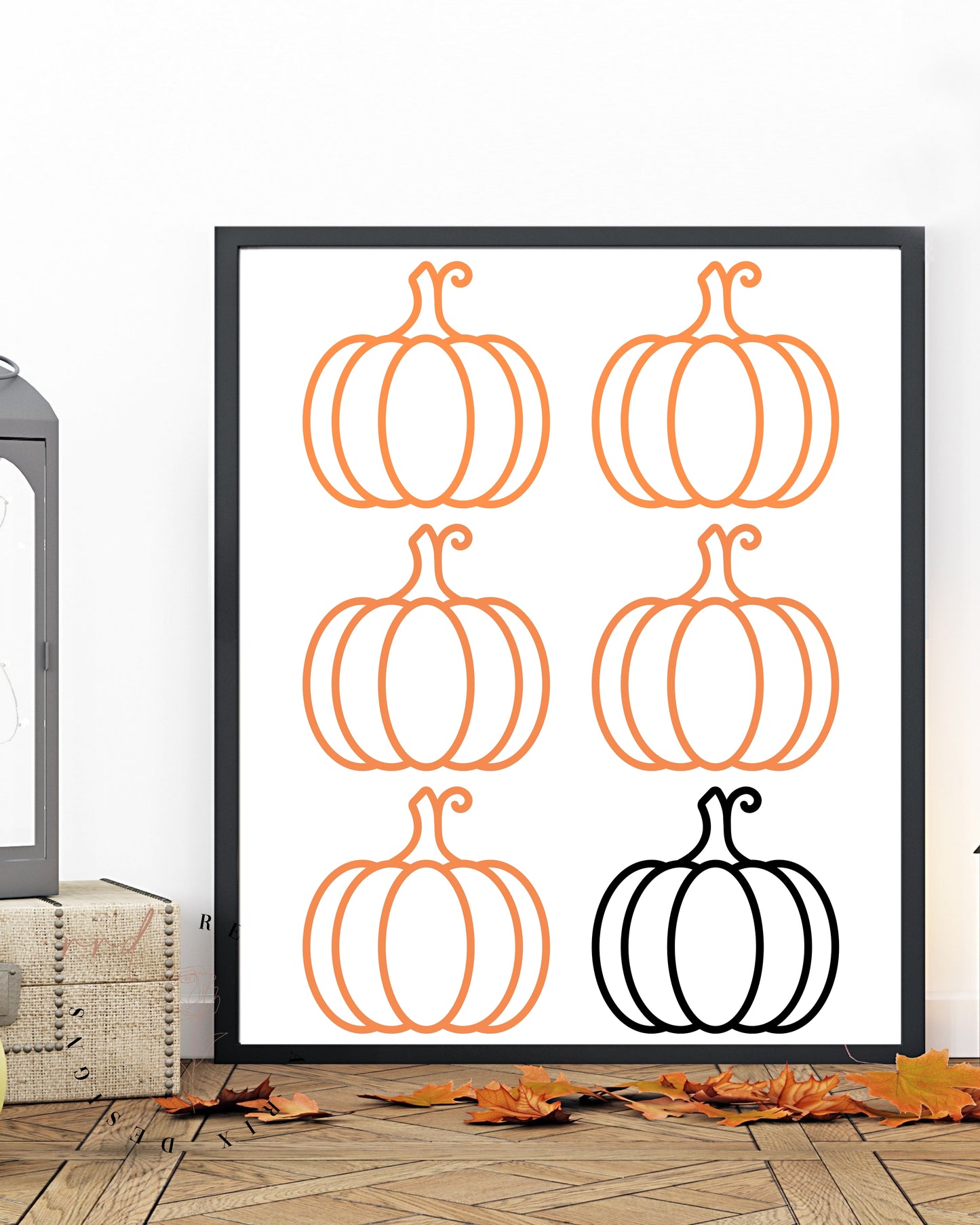 Stacked Orange And Black Pumpkins, Fall/Autumn/Halloween Farmhouse Chic, Printable Wall Art