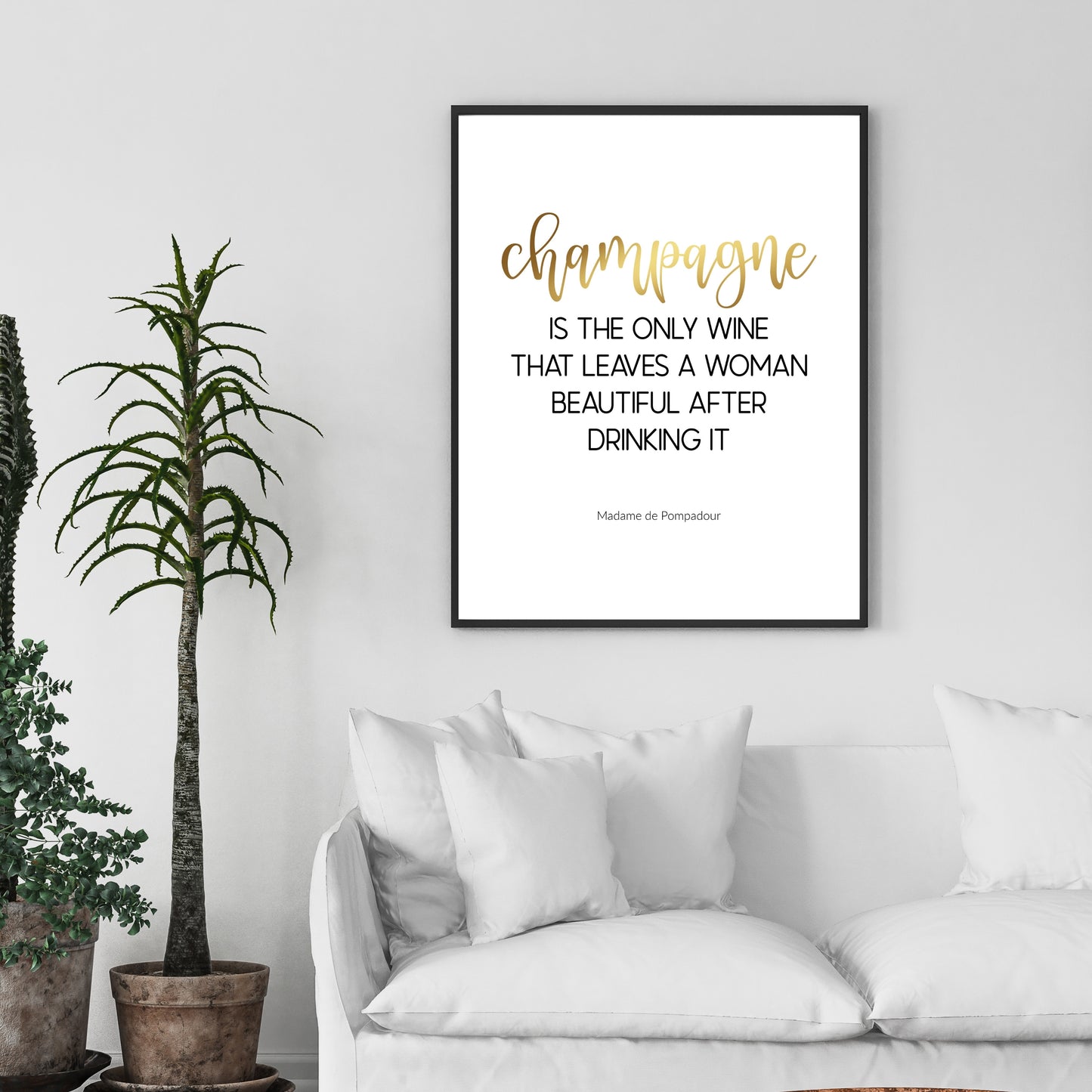 Champagne Quote By Madame de Pompadour In Gold, Printable Art