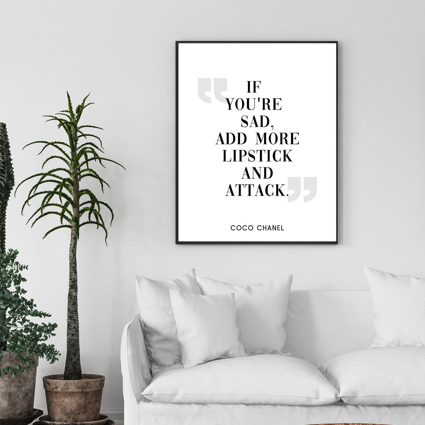 "If You're Sad Add More Lipstick And Attack" Famous Quote by Coco Chanel, Printable Art