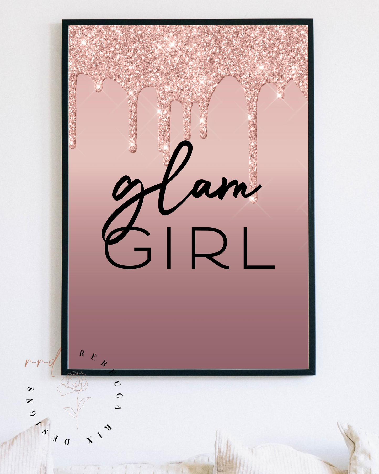 Set of 4, Glam/Beauty Quotes In Rose Gold And Black, Printable Art