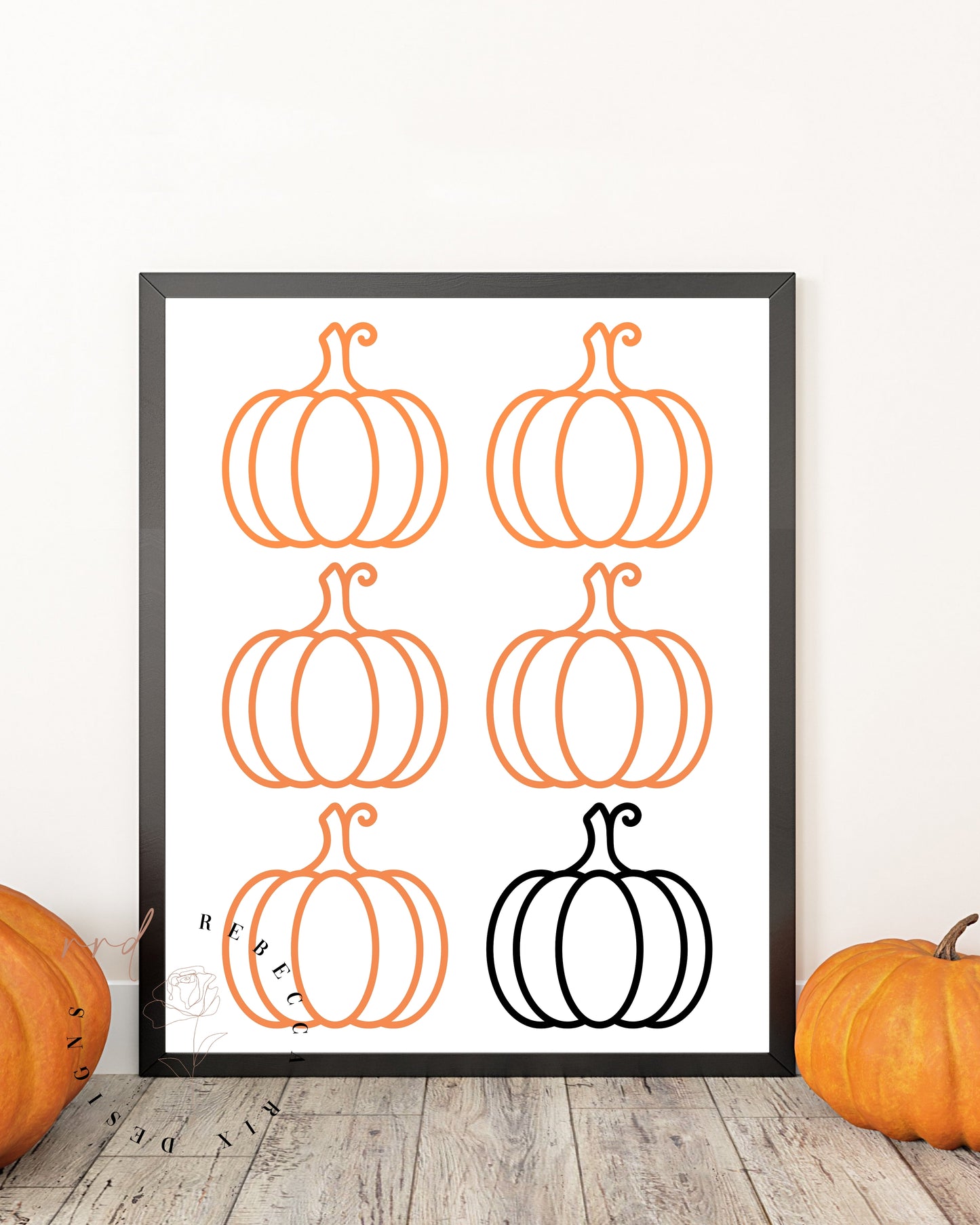 Stacked Orange And Black Pumpkins, Fall/Autumn/Halloween Farmhouse Chic, Printable Wall Art